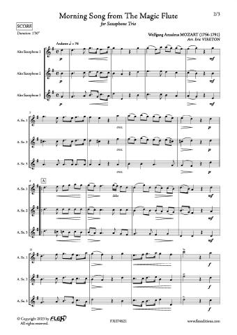 Chanson du Matin extrait de La Flûte Enchantée - W. A. MOZART - <font color=#666666>Trio de Saxophones</font>