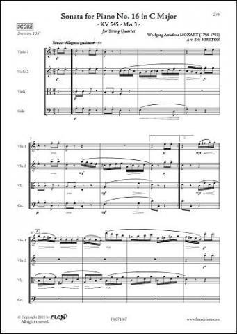 Sonate pour Piano No. 16 en Do Majeur KV 545 - 3ème Mvt - W.A. MOZART - <font color=#666666>Quatuor à Cordes</font>