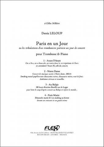Paris en un Jour - D. LELOUP - <font color=#666666>Trombone & Piano</font>