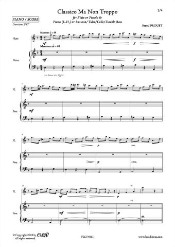 Classico Ma Non Troppo - P. PROUST - <font color=#666666>Flûte/Piccolo et Piano Main Gauche ou Basson ou Tuba ou Violoncelle ou Contrebasse (opt.)</font>