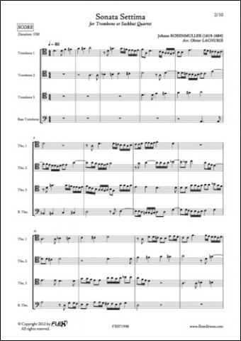 Sonata Settima - J. ROSENMULLER - <font color=#666666>Quatuor de Trombones</font>