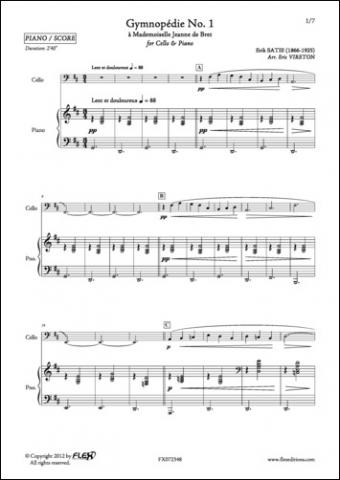3 Gymnopédies - E. SATIE - <font color=#666666>Violoncelle et Piano</font>