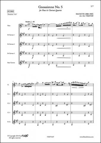 Gnossienne No. 5 - E. SATIE - <font color=#666666>Flûte et Quatuor de Clarinettes</font>