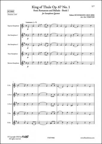 Le Roi de Thule Op. 67 No. 1 - R. SCHUMANN - <font color=#666666>Quintette de Saxophones</font>