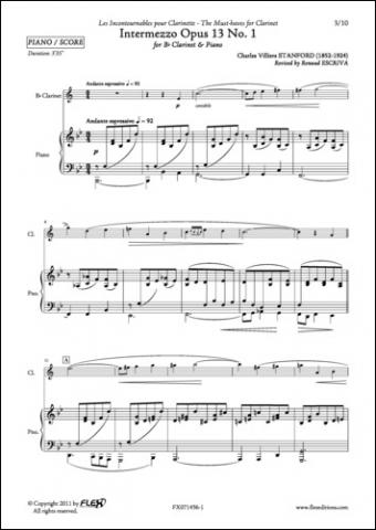 Intermezzo Opus 13 No. 1 - C. V. STANFORD - <font color=#666666>Clarinette et Piano</font>