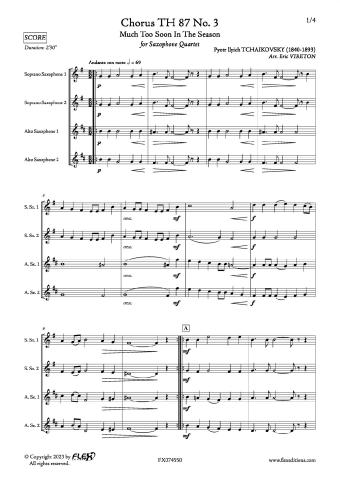 Choeur TH 87 No. 3 - P. I. TCHAIKOVSKY - <font color=#666666>Quatuor de Saxophones</font>