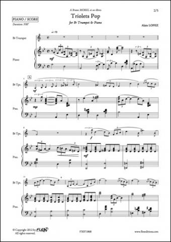Triolets Pop - A. LOPEZ - <font color=#666666>Trompette et Piano</font>
