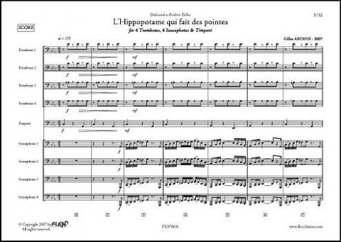 L'Hippopotame qui Fait des Pointes - G. ARCENS - <font color=#666666>Quatuor de Trombones, Quatuor de Sousaphones et Timbales</font>